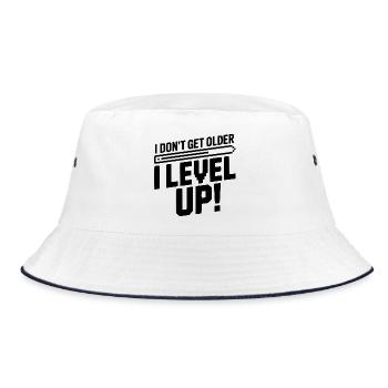 I Don't Get Older I Level Up! - Bucket Hat - white/navy - Front