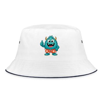 Monster with swimming trunks - Bucket Hat - white/navy - Front