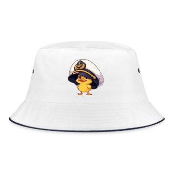 Kapitän Erpel Küken - Bucket Hat - white/navy - Front