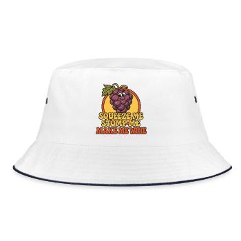 Grape Squeeze Wein Retro-Grafik - Bucket Hat - Weiß/Navy - Vorne