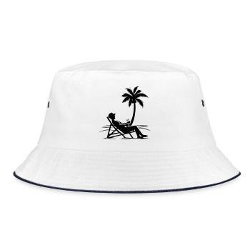 Sommer Relaxen Urlaub - Bucket Hat - Weiß/Navy - Vorne
