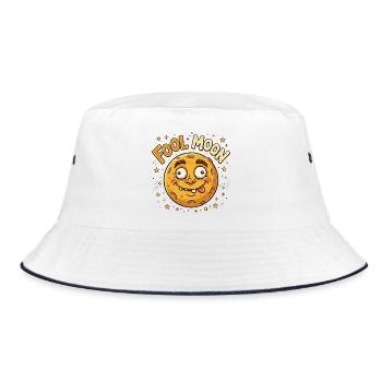Fool Moon Funny Space Pun Graphic - Bucket Hat - white/navy - Front