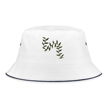 Arching Olive Vines botanical motif - Bucket Hat - white/navy - Front