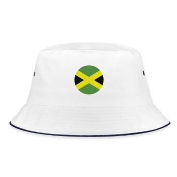 Jamaika-Flaggenkreis - Bucket Hat - Weiß/Navy - Vorne