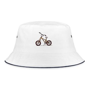 Gelbe BMX-Fahrradillustration - Bucket Hat - Weiß/Navy - Vorne