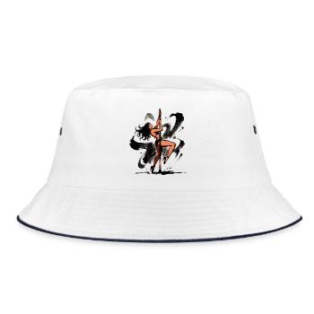 Sexy Pole Dance Silhouette – Athletisch & Elegant - Bucket Hat - Weiß/Navy - Vorne