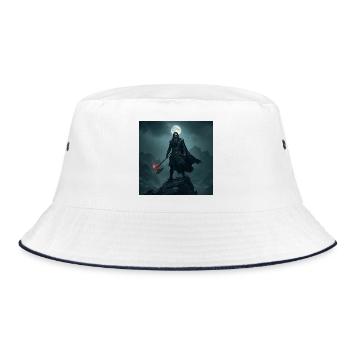Warrior of the Mountains – Pagan Axe and Moon - Bucket Hat - white/navy - Front