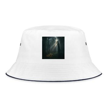 Sacred Grove – Rays in the Dark Forest - Bucket Hat - white/navy - Front