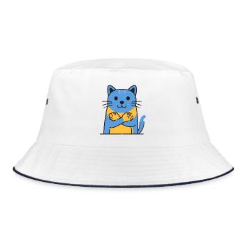 Cat Cuddly Cat Blue-Orange Hug - Bucket Hat - white/navy - Front