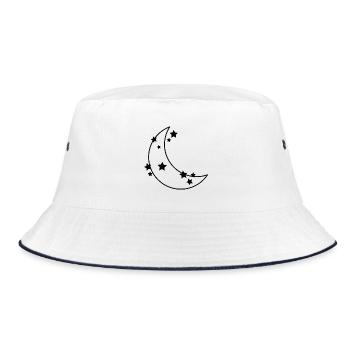 Moon and stars - Bucket Hat - white/navy - Front