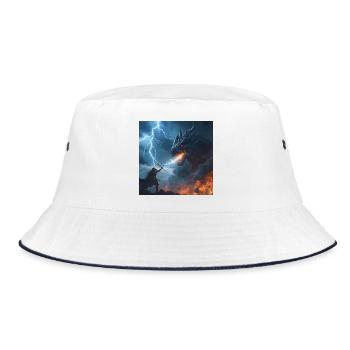 Clash with the Beast – Epischer Drachenkampf - Bucket Hat - Weiß/Navy - Vorne