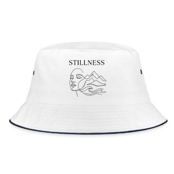 Stillness Minimalist Line Art  - Bucket Hat - white/navy - Front