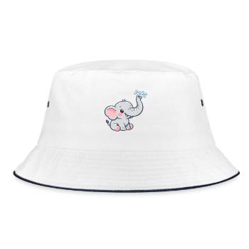 Fröhlicher Elefanten-Wasserspritzer - Bucket Hat - Weiß/Navy - Vorne