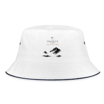 Berge Luxus Natur Minimalismus Signature Eleganz - Bucket Hat - Weiß/Navy - Vorne