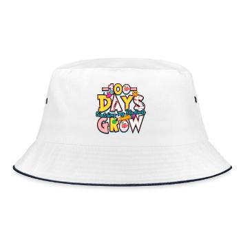 100 Days: Watching My Students Grow - Bucket Hat - white/navy - Front
