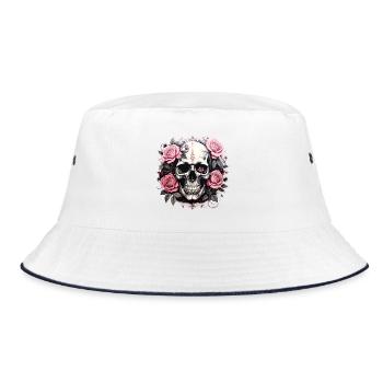 Roses Skull Gothic - Bucket Hat - white/navy - Front