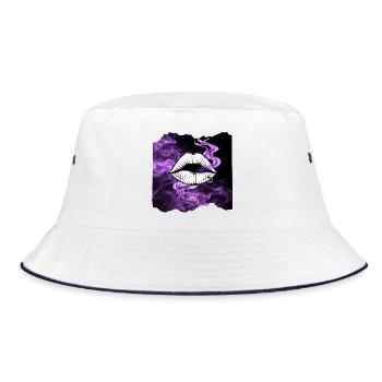 Madame Haze-PurpleSmoke | SailorsYarn by Cap ́nKush - Bucket Hat - white/navy - Front