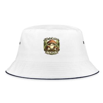 Leben ist besser im Wald - Bucket Hat - Weiß/Navy - Vorne