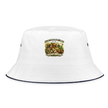 Selbstversorgung Natur Freiheit Garten Leben - Bucket Hat - Weiß/Navy - Vorne