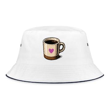 Herzmug mit Rosa Herz Illustration - Bucket Hat - Weiß/Navy - Vorne