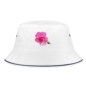 Vibrant_Pink_Rose_Bloom - Bucket Hat - Weiß/Navy - Vorne