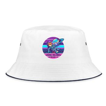 Astronaut Fuchs Weltall Retro Vaporwave - Bucket Hat - Weiß/Navy - Vorne
