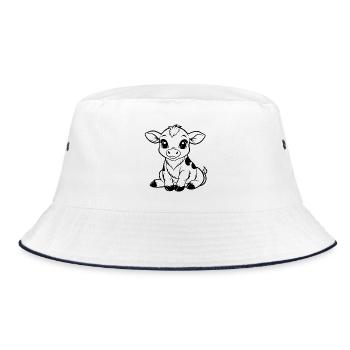 Cute Calf - Bucket Hat - white/navy - Front