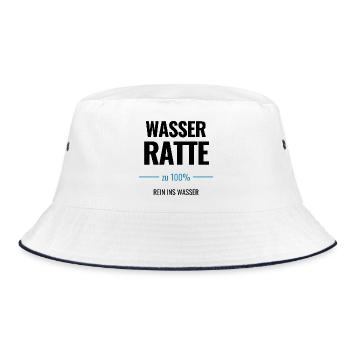 Wasserratte zu 100% Rein ins Wasser - Bucket Hat - Weiß/Navy - Vorne