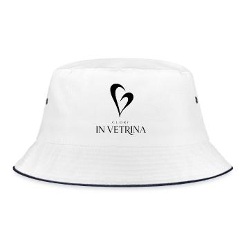 Herzdesign im Schaufenster - Bucket Hat - Weiß/Navy - Vorne