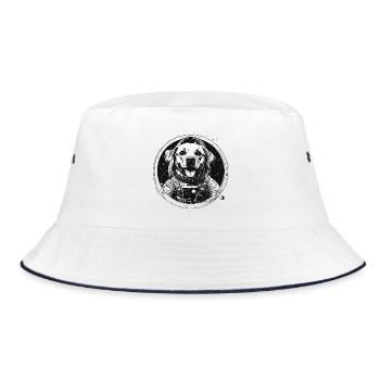 Weltraumhund im Anzug - Bucket Hat - Weiß/Navy - Vorne