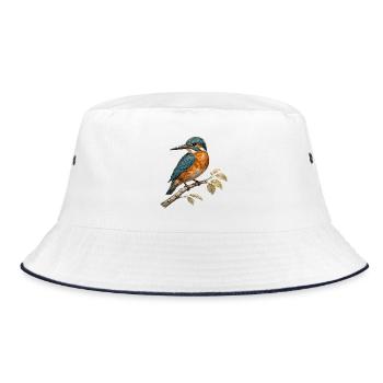European kingfisher (Alcedo atthis) - Bucket Hat - white/navy - Front