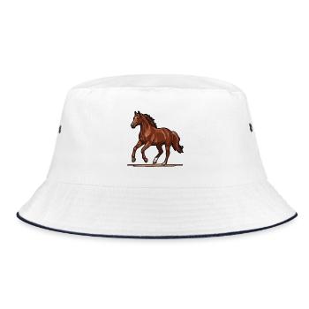 Cheval au Galop Brun Illustration Retro Vectoriel - Bob - blanc/marine - Devant