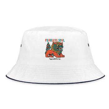 Furchtloser Löwengeist - Bucket Hat - Weiß/Navy - Vorne