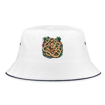 Verirrter Pfad im Dschungel - Bucket Hat - Weiß/Navy - Vorne