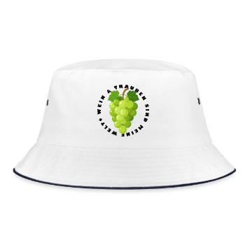 Grüne Trauben - Weintrauben - Bucket Hat - Weiß/Navy - Vorne
