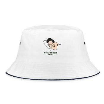Meine Seele findet Ruhe in der geistlichen Kunst des Herrn - Bucket Hat - Weiß/Navy - Vorne