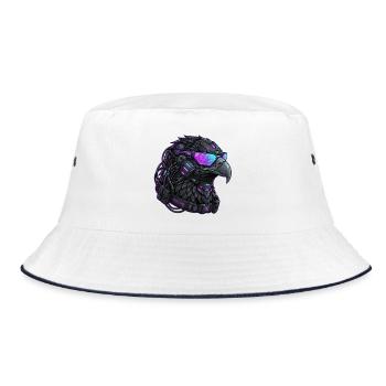Cyberpunk Eagle Streetwear Mech - Bucket Hat - white/navy - Front