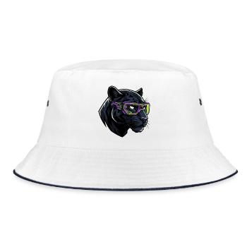 Futuristic Panther Neon Streetwear - Bucket Hat - white/navy - Front