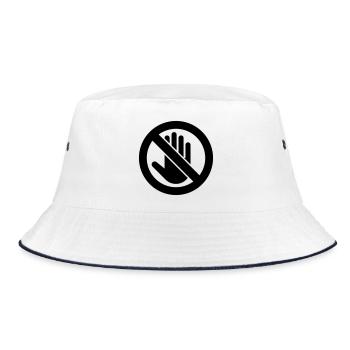 Caution Do Not Touch, Do Not Touch Symbol - Bucket Hat - white/navy - Front