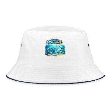 Deep Relax Wale Unterwasser Spaß - Bucket Hat - Weiß/Navy - Vorne