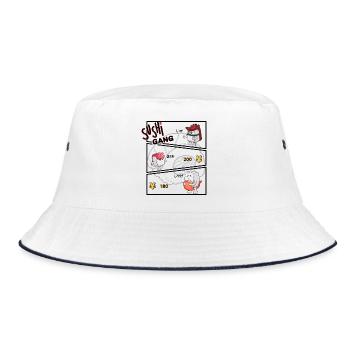 Sushi Gang Comicfiguren - Bucket Hat - Weiß/Navy - Vorne
