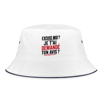 Excuse me? Did I ask you for your opinion? - Bucket Hat - white/navy - Front
