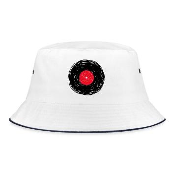 Vinyl Album Sketch - Bucket Hat - white/navy - Front