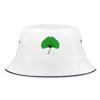 Ginkgo Leaf Silhouette in Emerald Green - Bucket Hat - white/navy - Front
