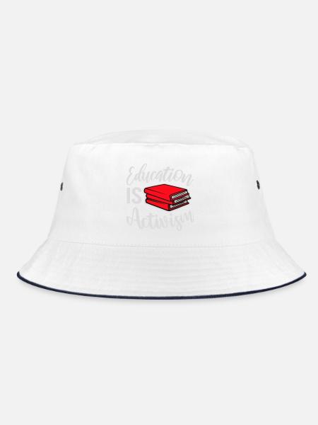 Education Is Activism Bildung Aktivismus Statement - Bucket Hat - white/navy - Front
