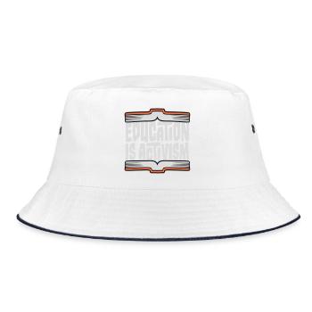 Education Is Activism Bildung Aktivismus Statement - Bucket Hat - white/navy - Front