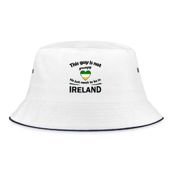 Heart Flag Green White Yellow Ireland - Bucket Hat - white/navy - Front