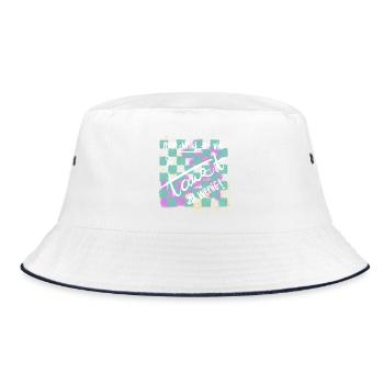 man denkt zu viel & tanzt zu wenig - Bucket Hat - Weiß/Navy - Vorne