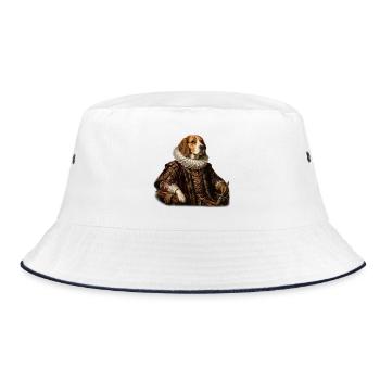 Noble Beagle in Renaissance costume - Bucket Hat - white/navy - Front