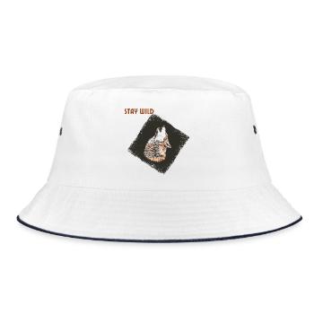 Ember Wolf Howl in Night - Bucket Hat - white/navy - Front